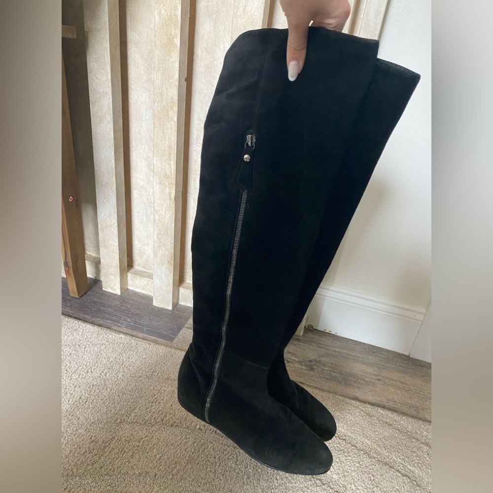 Stuart Weitzman Over The Knee Black Suade Sock Boots